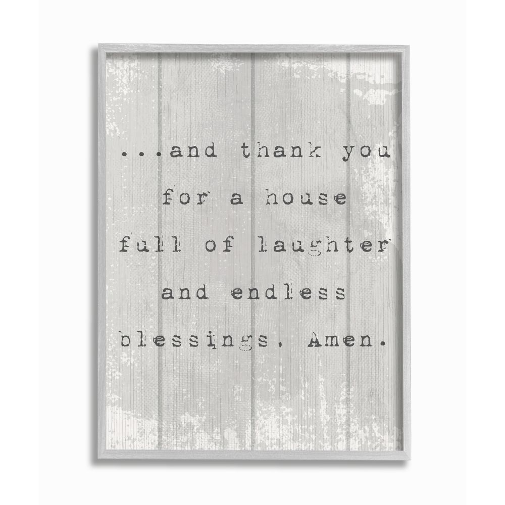 Stupell Industries House Full of Laughter Prayer Spiritual Phrase Framed Wall Art Design by Daphne Polselli, 16" x 20", Gray Framed