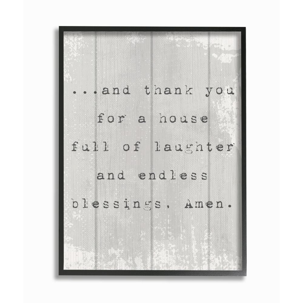 Stupell Industries House Full of Laughter Prayer Spiritual Phrase Framed Wall Art Design by Daphne Polselli, 24" x 30", Black Framed