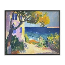 Stupell Industries House On Coastline Coastal Painting Black Framed Art Print Wall Art, 14 x 11