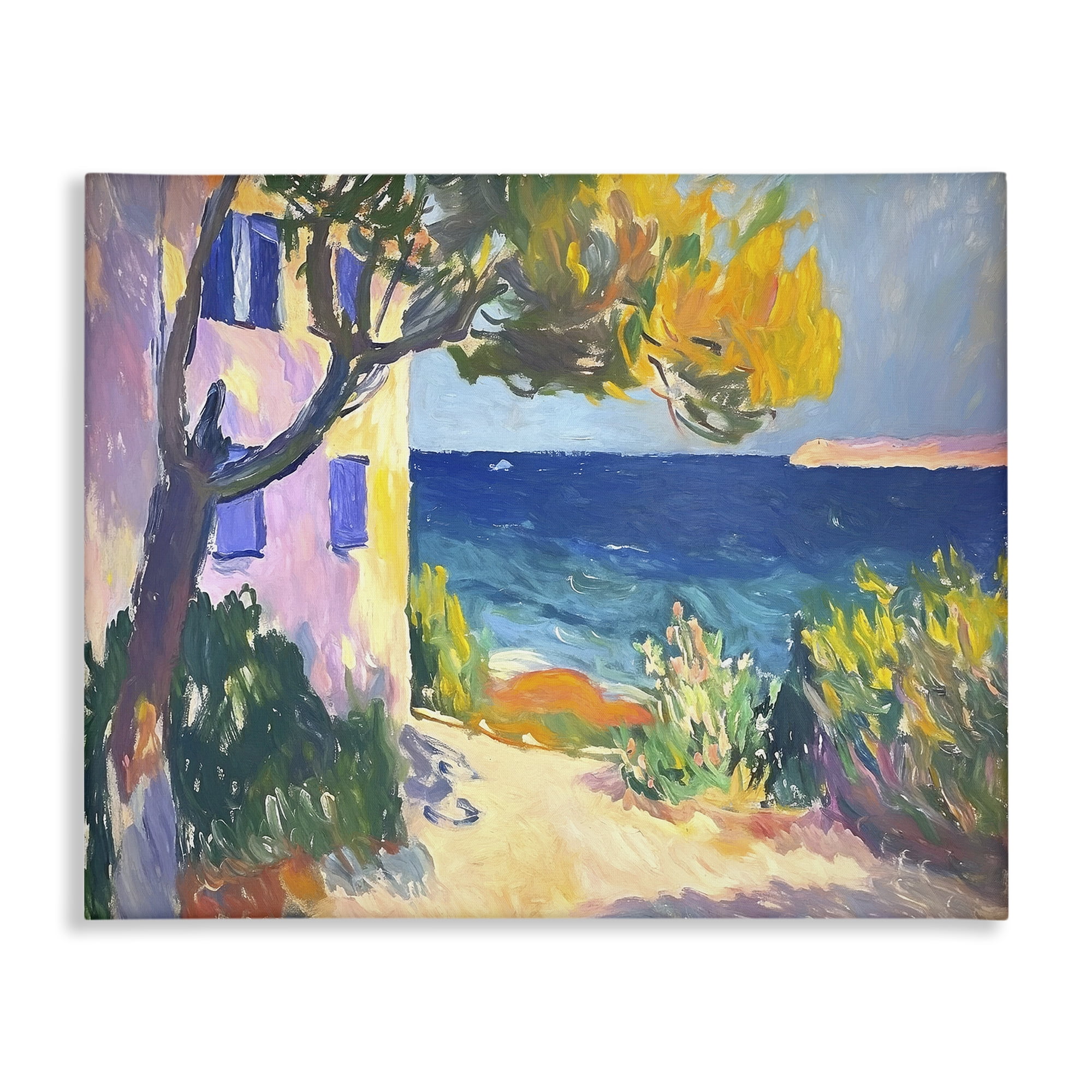 Stupell Industries House On Coastline Coastal Painting Gallery Wrapped Canvas Art Print Wall Art, 30 x 24