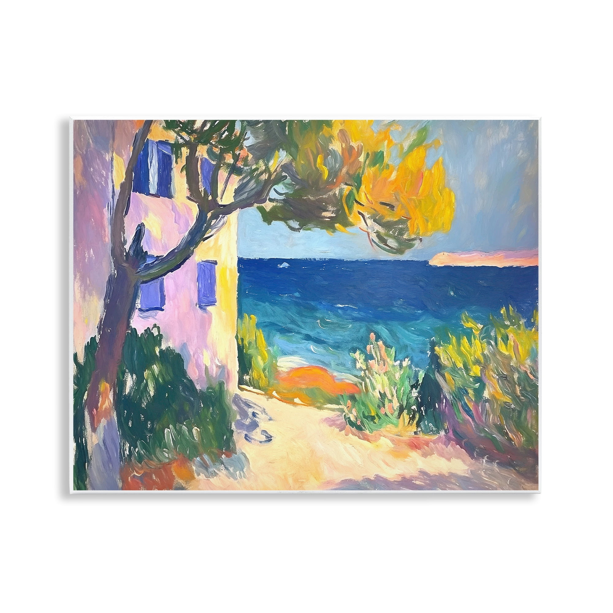 Stupell Industries House On Coastline Coastal Painting Unframed Art Print Wall Art, 14 x 11