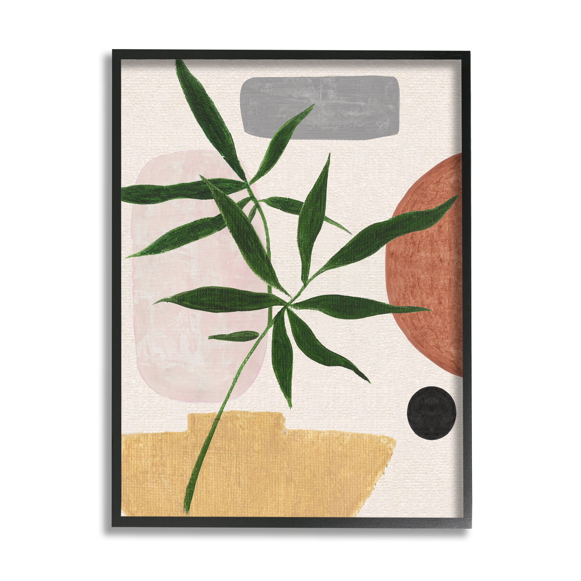 Stupell Industries House Plant & Abstract Shapes Botanical & Floral Painting Black Framed Art Print Wall Art, 11 x 14