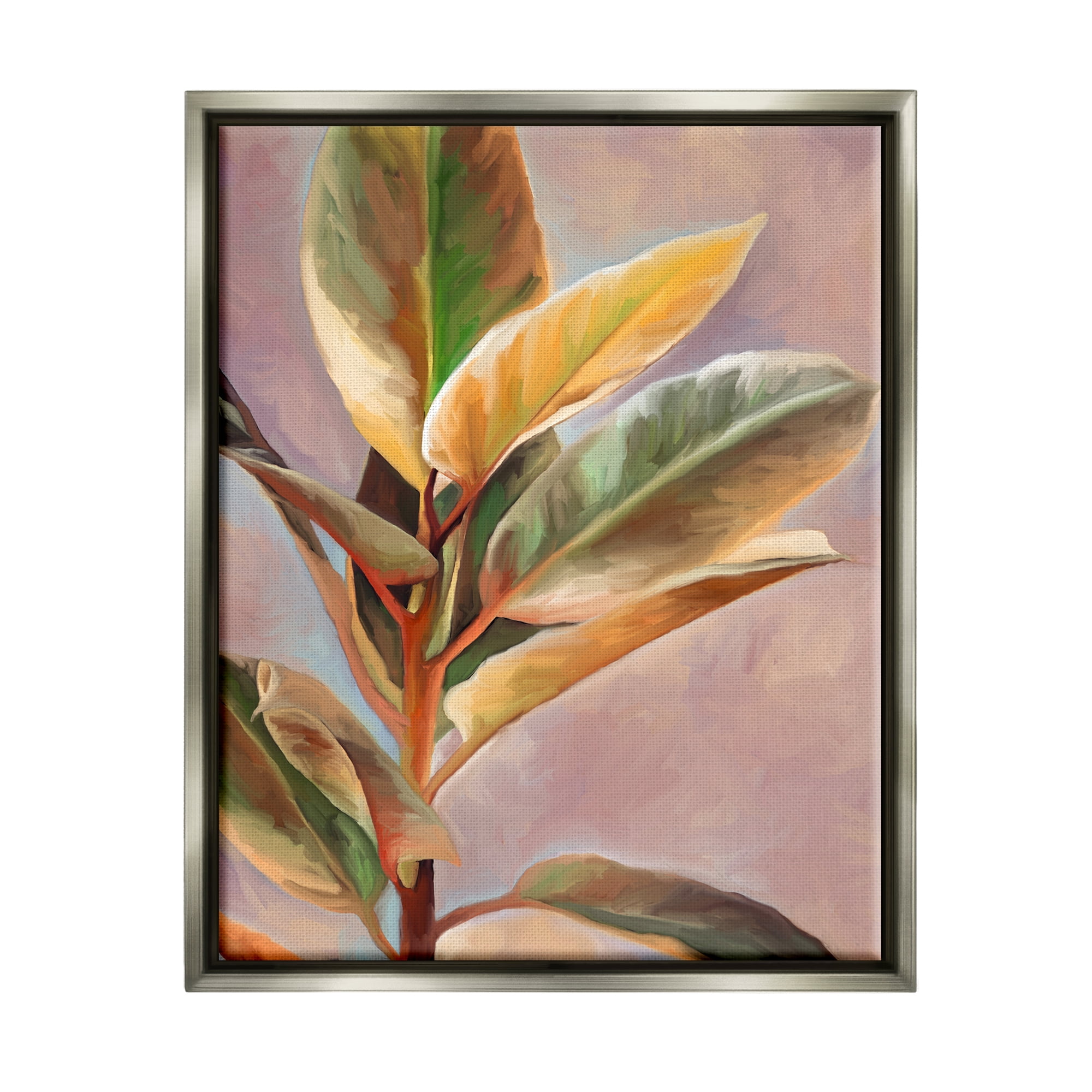 Stupell Industries House Plant Painting Botanical & Floral Painting Gray Floater Framed Art Print Wall Art, 17 x 21