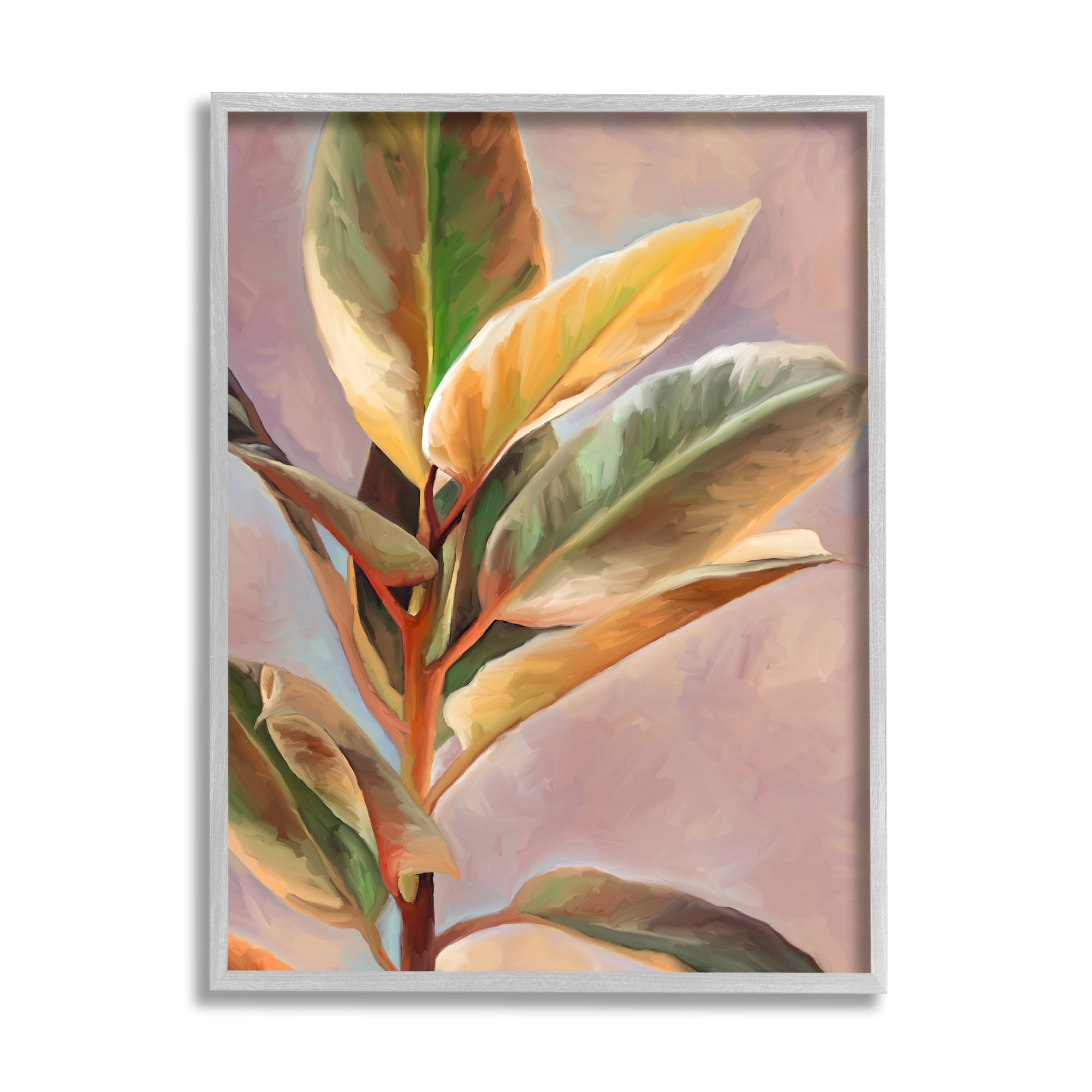 Stupell Industries House Plant Painting Botanical & Floral Painting Gray Framed Art Print Wall Art, 16 x 20