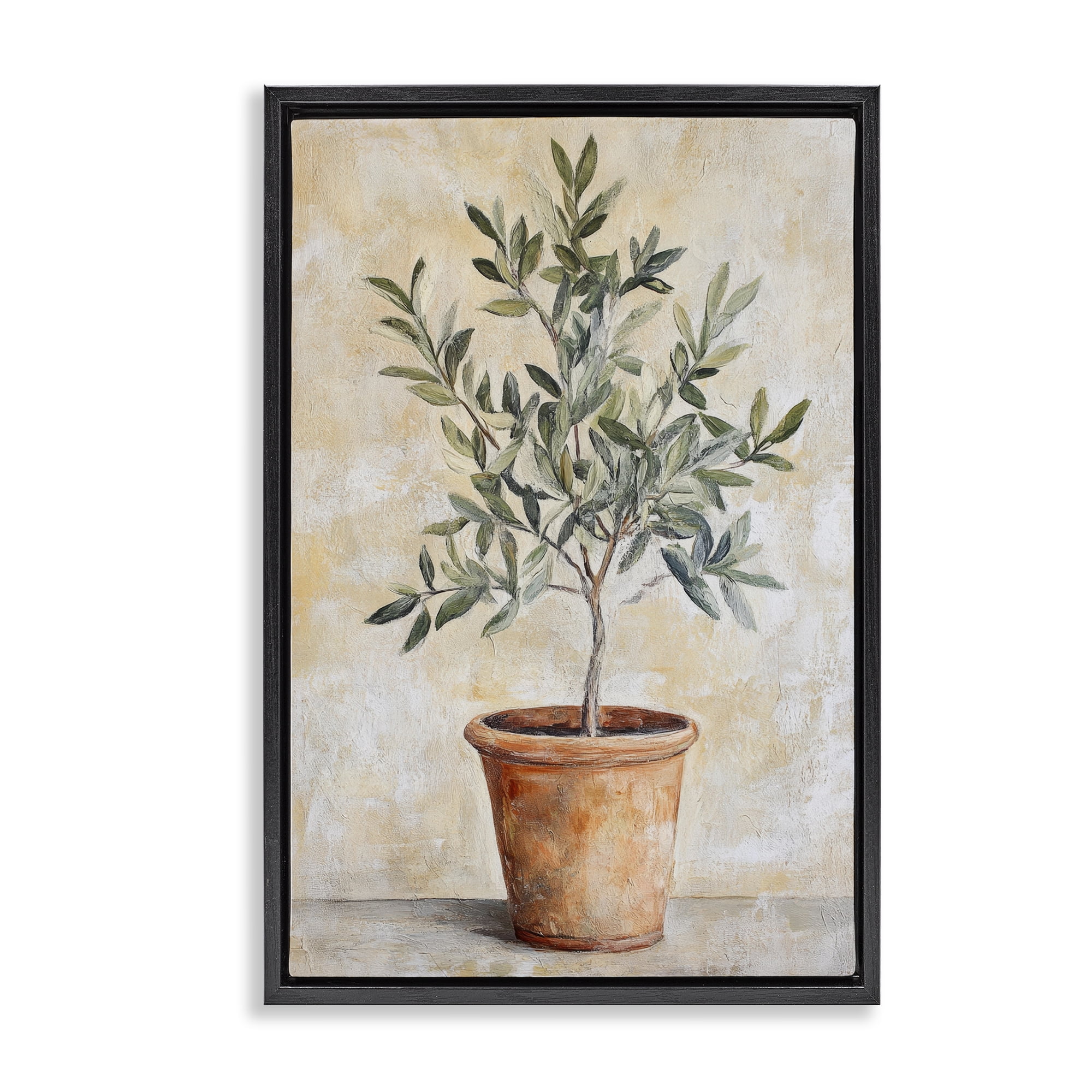 Stupell Industries House Plant in Terracotta Black Framed Floater Canvas Wall Art, design by Petal Prints Design
