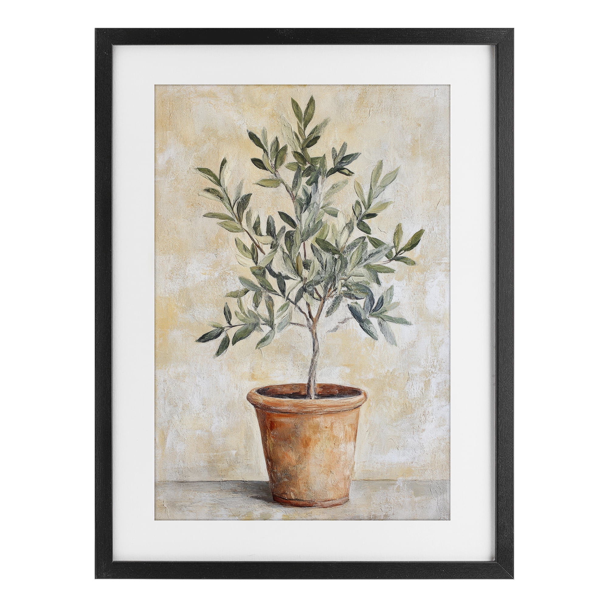 Stupell Industries House Plant in Terracotta Black Framed Print Under Glass, design by Petal Prints Design