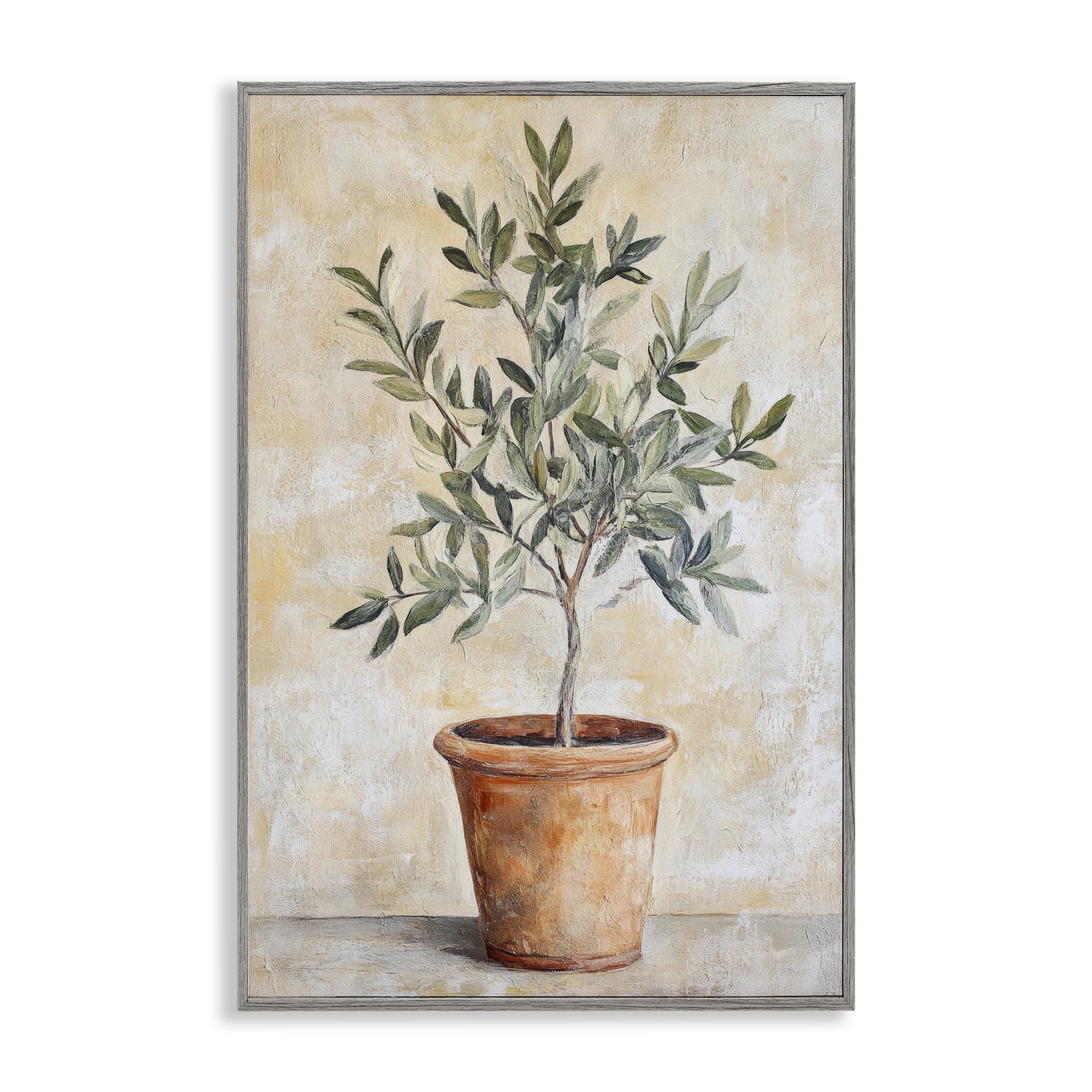 Stupell Industries House Plant in Terracotta Gray Framed Giclee Art, design by Petal Prints Design