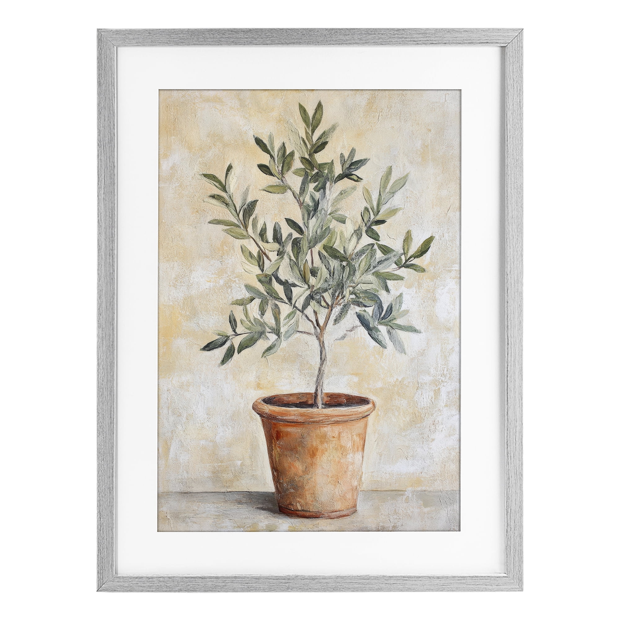 Stupell Industries House Plant in Terracotta Gray Framed Print Under Glass, design by Petal Prints Design