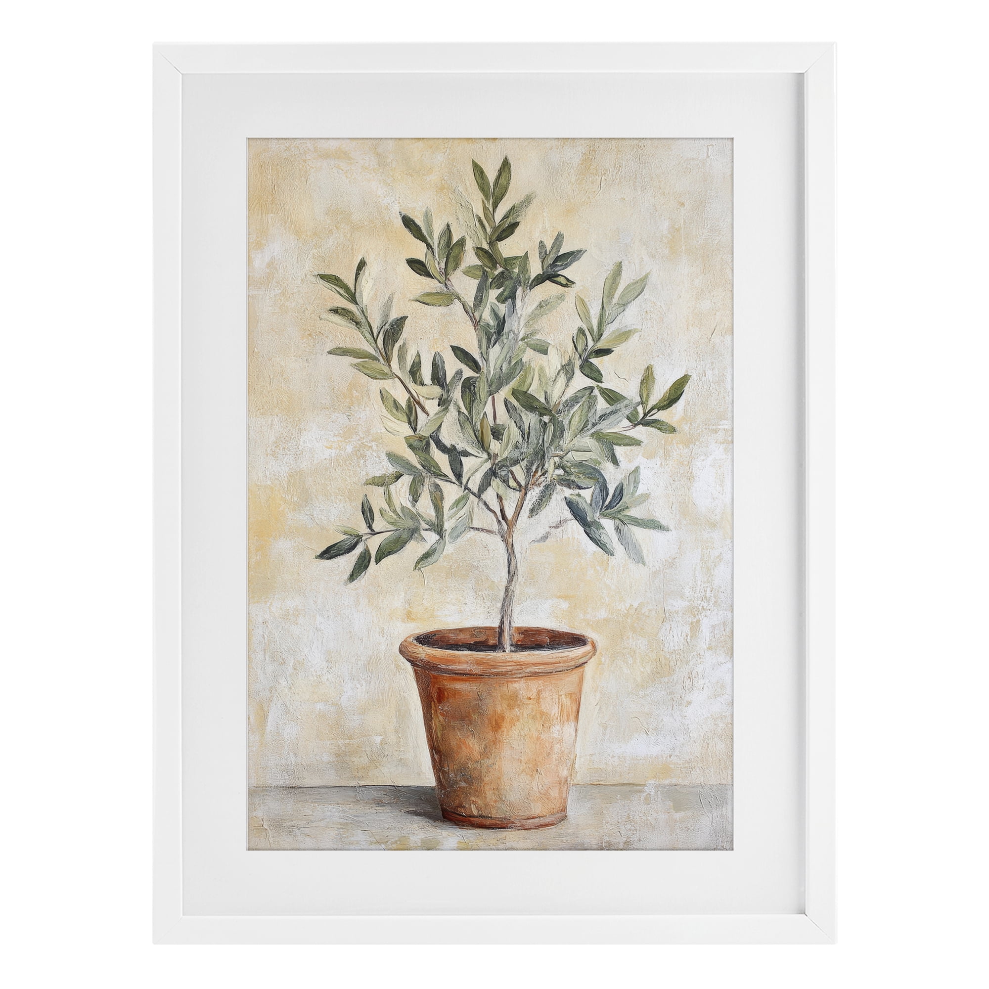 Stupell Industries House Plant in Terracotta White Framed Print Under Glass, design by Petal Prints Design