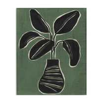 Stupell Industries House Plant on Green Floral Painting Wrapped Canvas Canvas Art Print Wall Art, 16 x 20