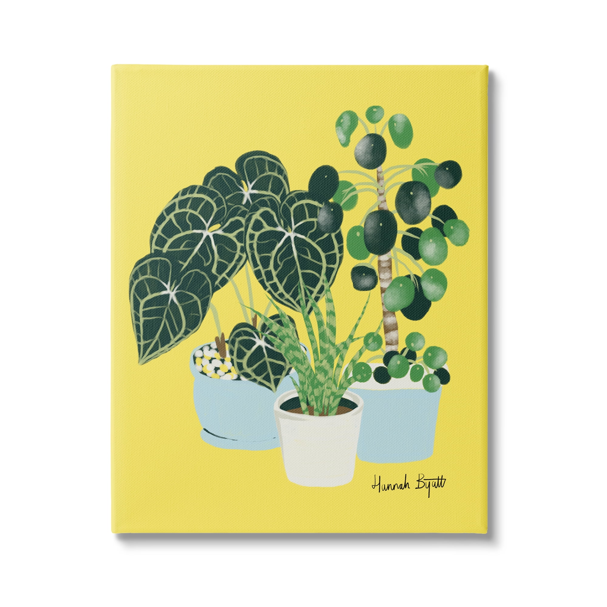 Stupell Industries House Plants on Yellow Botanical & Floral Painting Gallery Wrapped Canvas Print Wall Art, 36 x 48