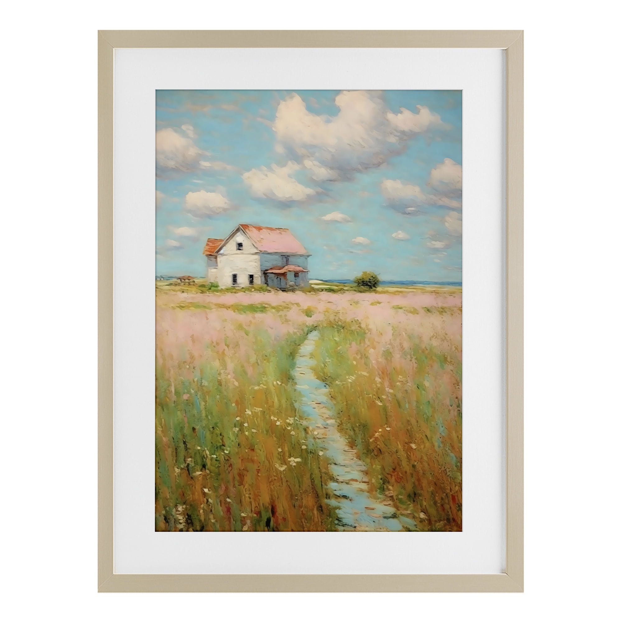 Stupell Industries House in Field of Flowers Birch Framed Print Under Glass, design by Creative Studio