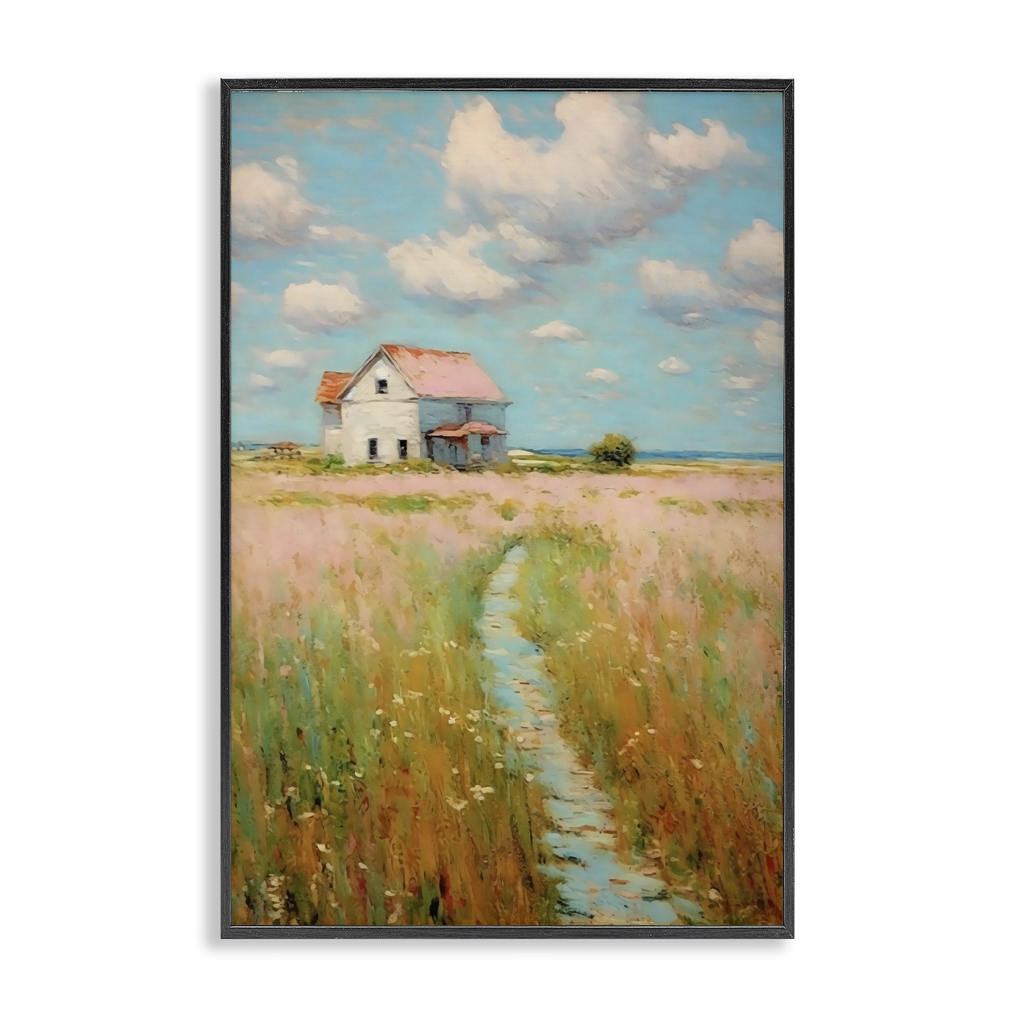 Stupell Industries House in Field of Flowers Black Framed Giclee Art, design by Creative Studio