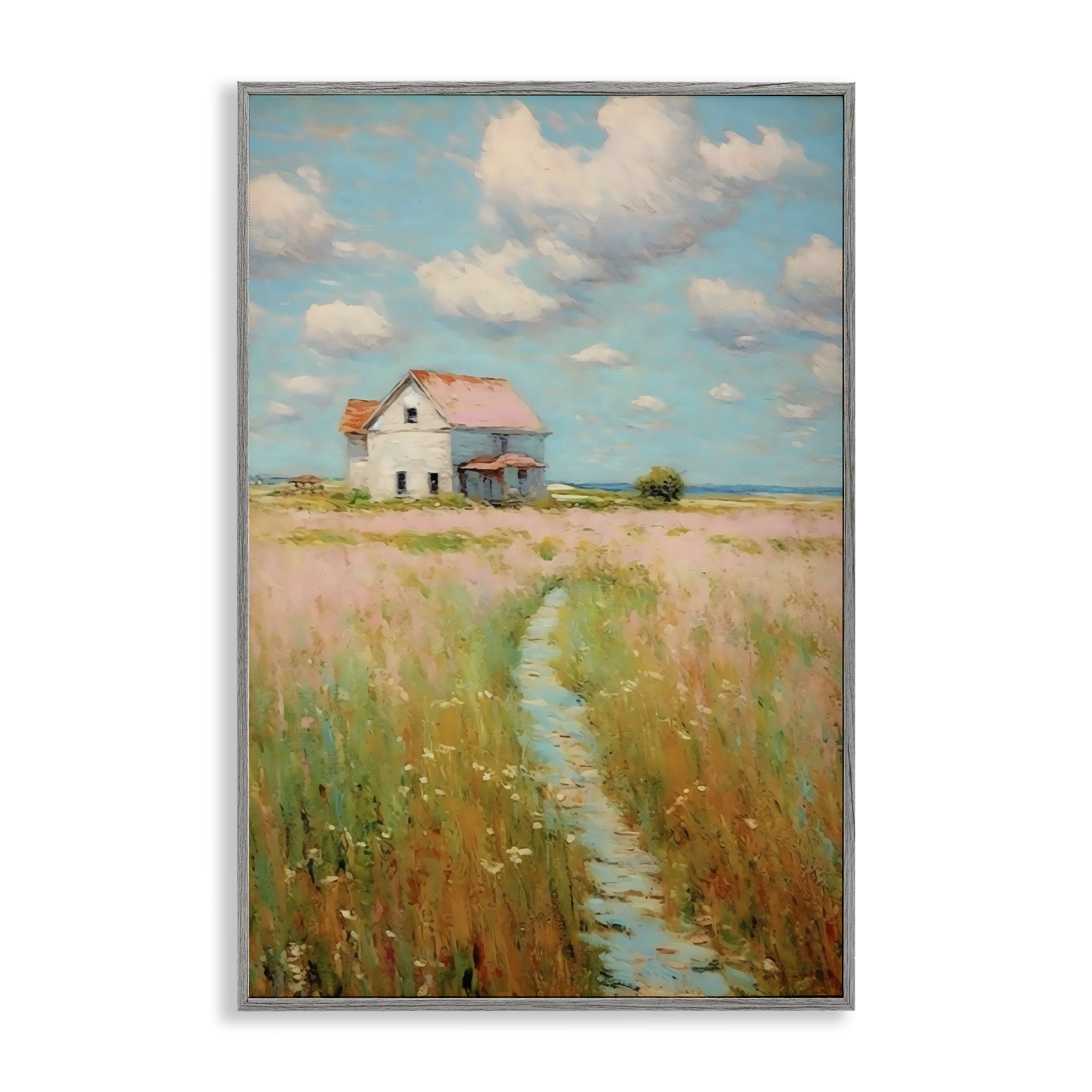 Stupell Industries House in Field of Flowers Gray Framed Giclee Art, design by Creative Studio