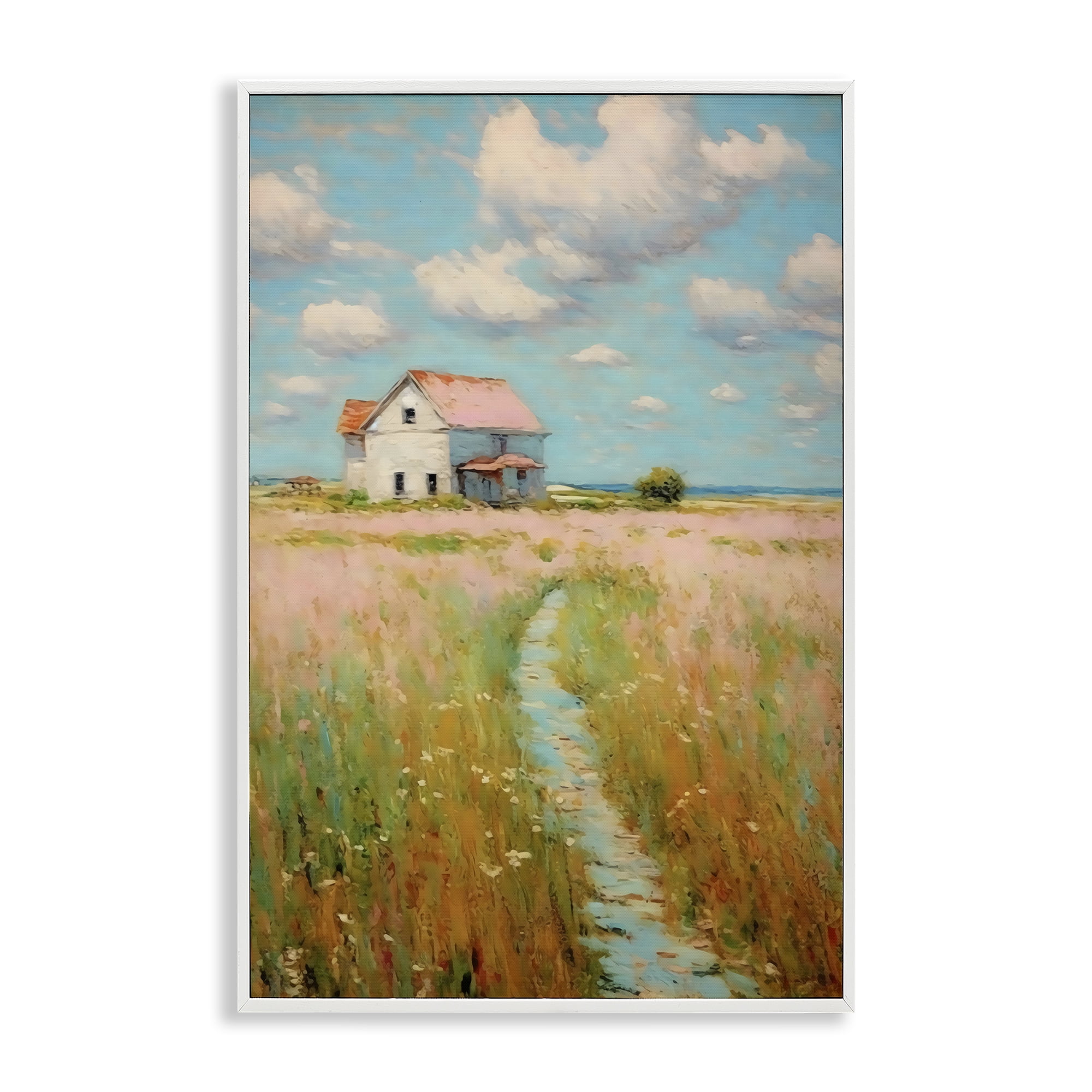 Stupell Industries House in Field of Flowers White Framed Giclee Art, design by Creative Studio