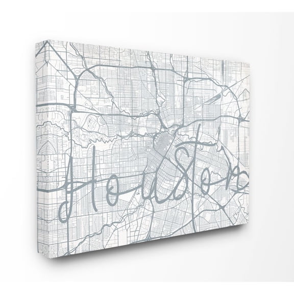 Stupell Industries Houston Modern City Map Grey Word Design Canvas Wall Art by Daphne Polselli
