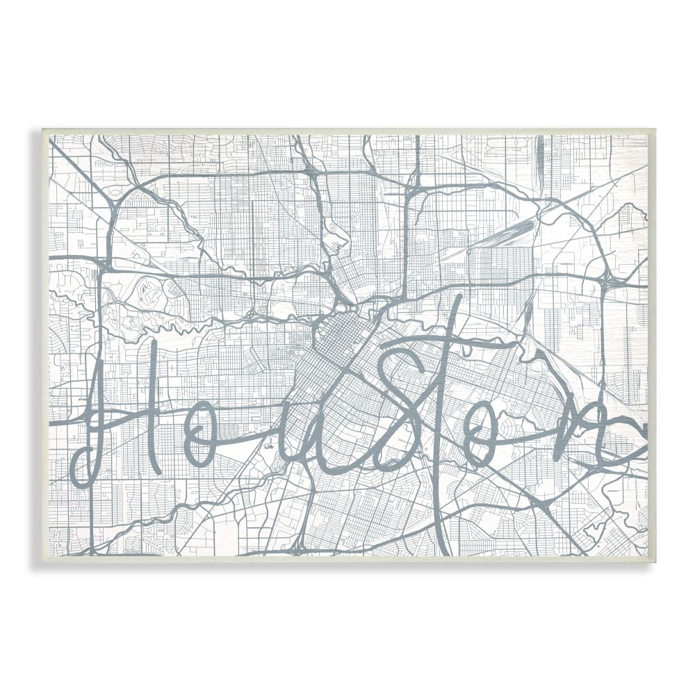 Stupell Industries Houston Modern City Map Grey Word Design Wall Plaque Art by Daphne Polselli