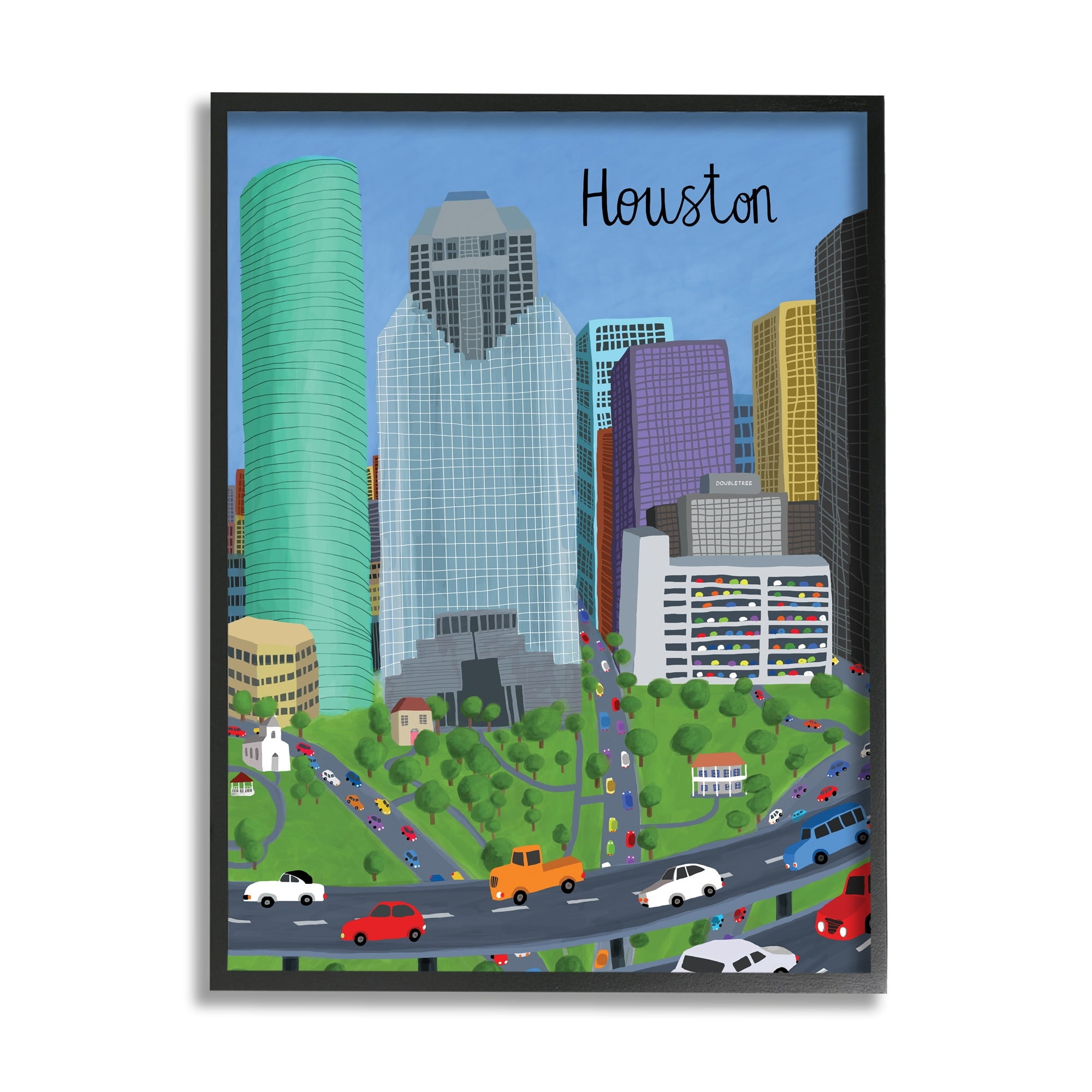Stupell Industries Houston Texas City Skyline Architecture Highway Cars,16 x 20,Designed by Carla Daly