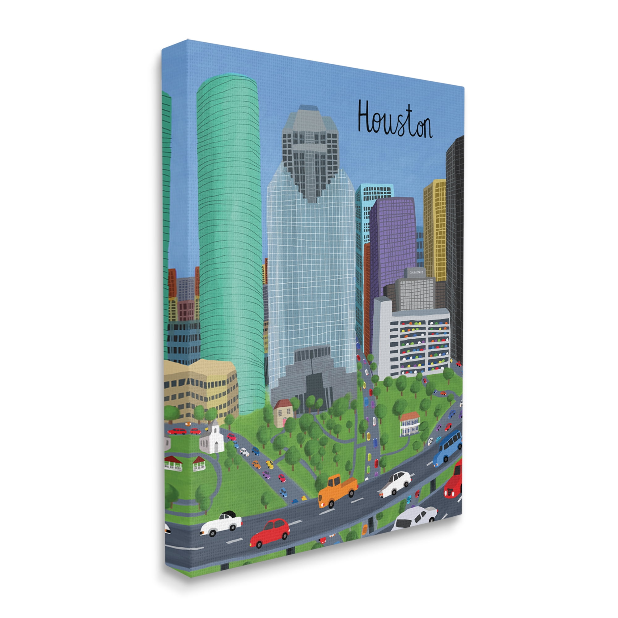 Stupell Industries Houston Texas City Skyline Architecture Highway Cars,36 x 48,Designed by Carla Daly