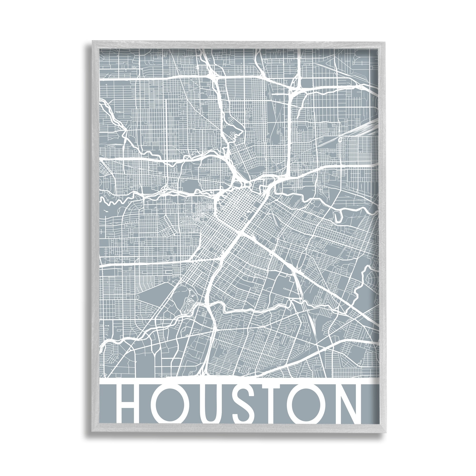 Stupell Industries Houston Texas Street Outline Southern Transportation Grid Blue, 16 x 20, Design by Daphne Polselli