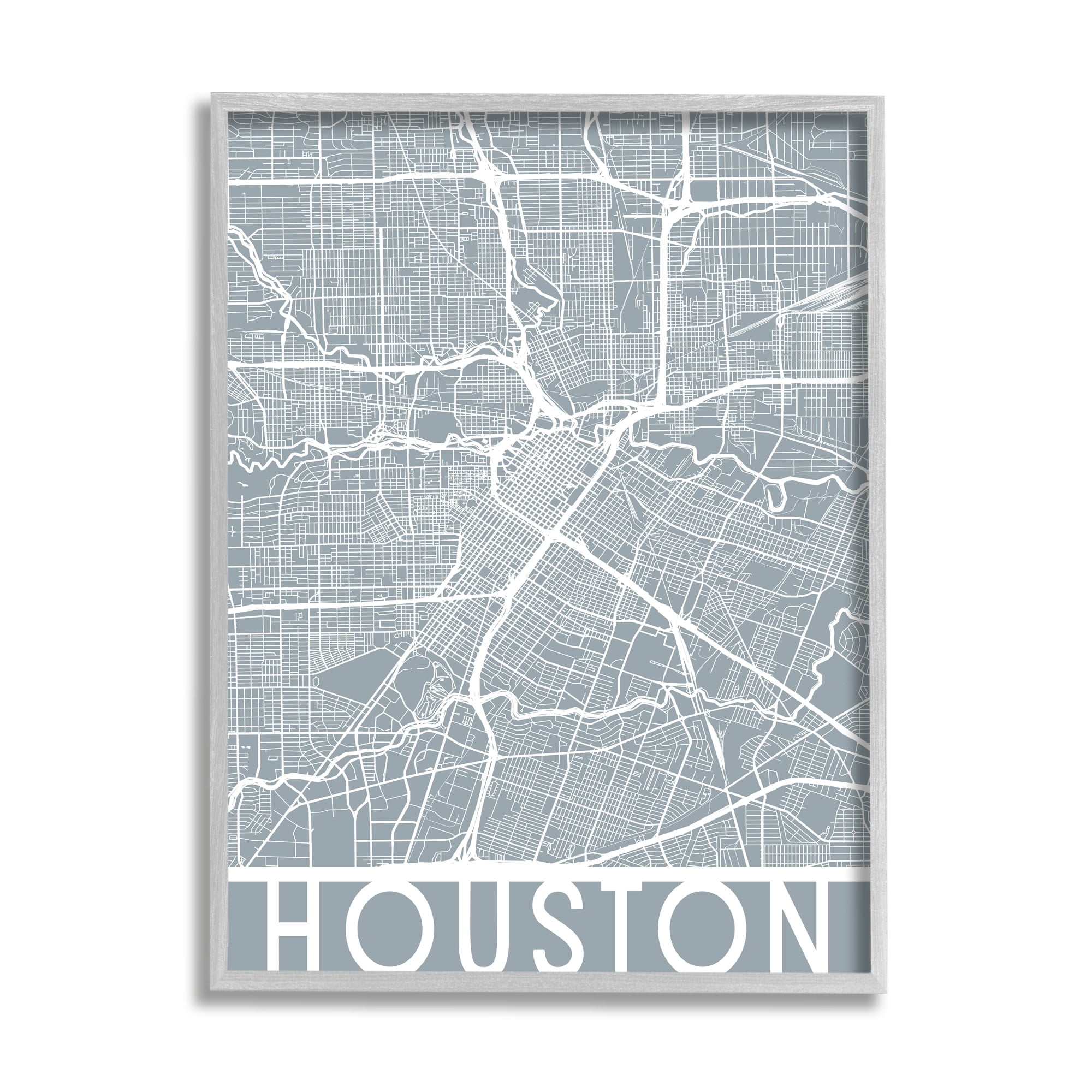 Stupell Industries Houston Texas Street Outline Southern Transportation Grid Blue, 24 x 30, Design by Daphne Polselli