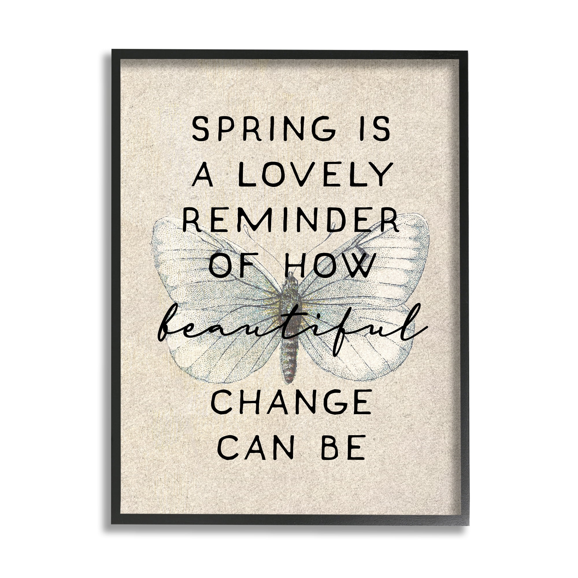 Spring Butterfly Motivational Quote Canvas Print with Black Frame