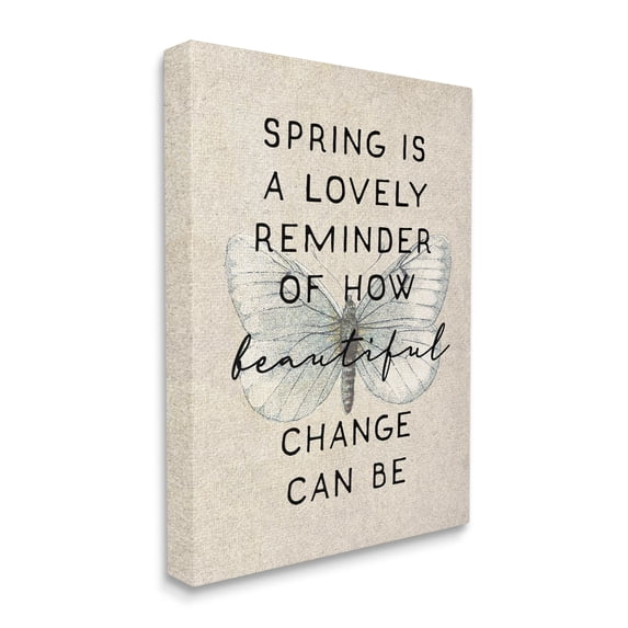 Stupell Industries How Beautiful Change Can Be Quote Spring Butterfly Inspirational Painting Gallery Wrapped Canvas Print Wall Art, 16 x 20