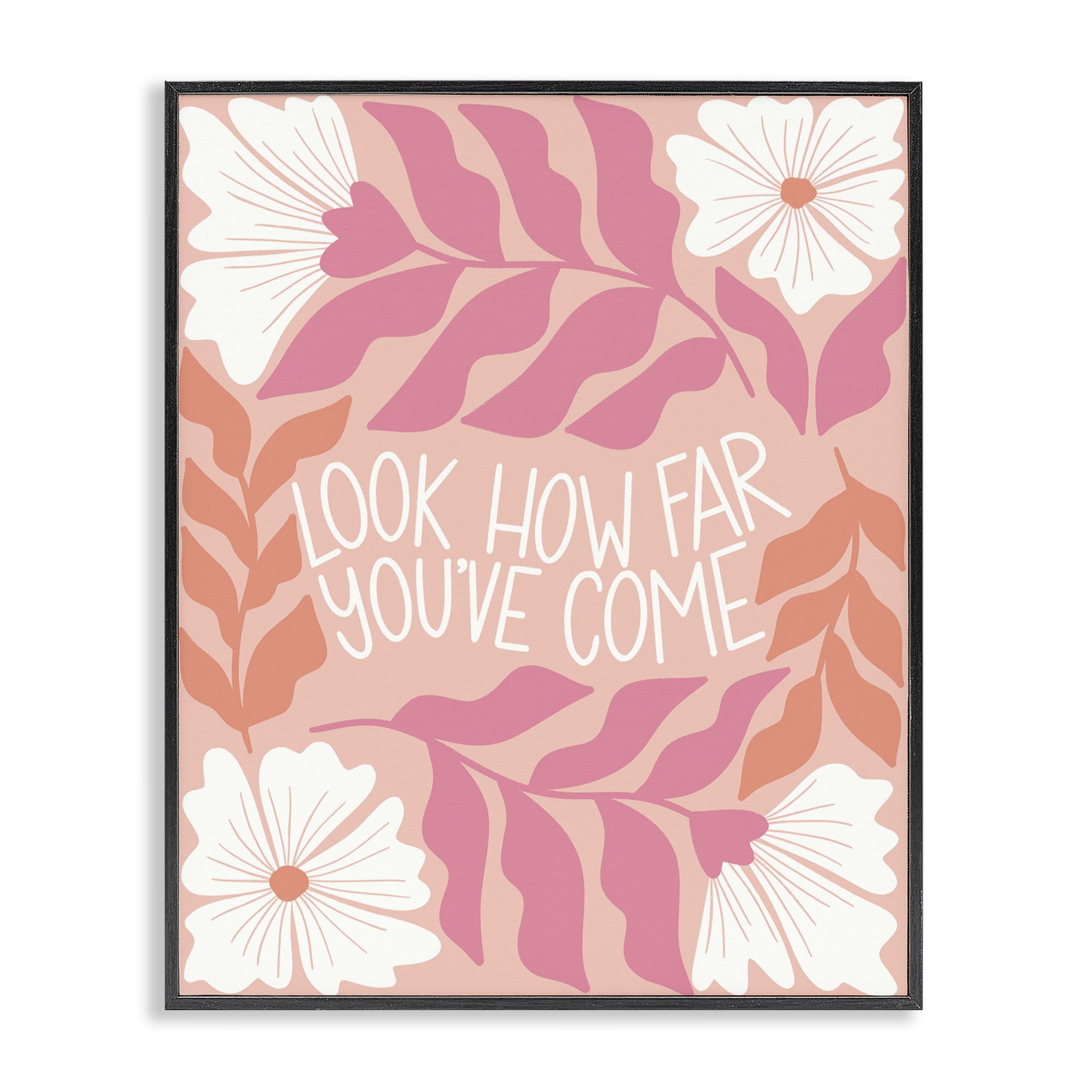 Stupell Industries How Far You've Come Plants & Flowers Painting Black Framed Art Print Wall Art, 24 x 30