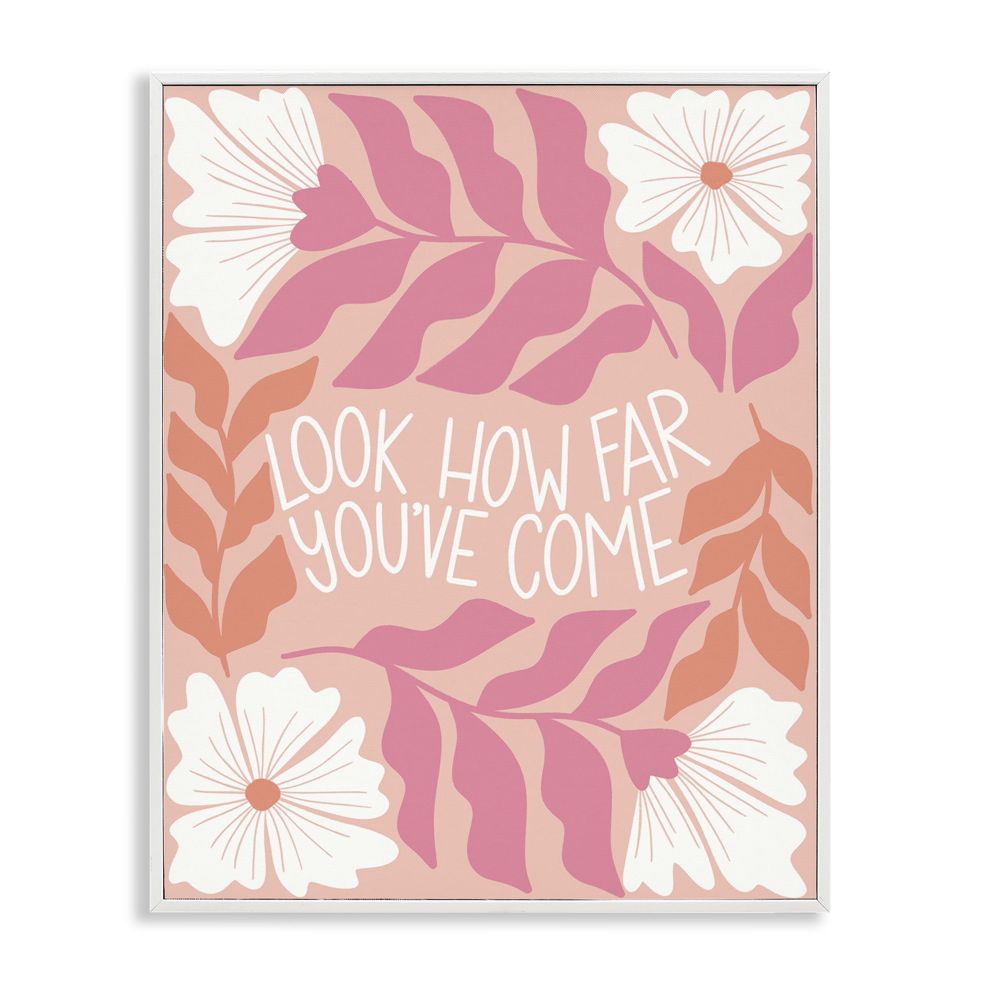 Stupell Industries How Far You've Come Plants & Flowers Painting White Framed Art Print Wall Art, 16 x 20
