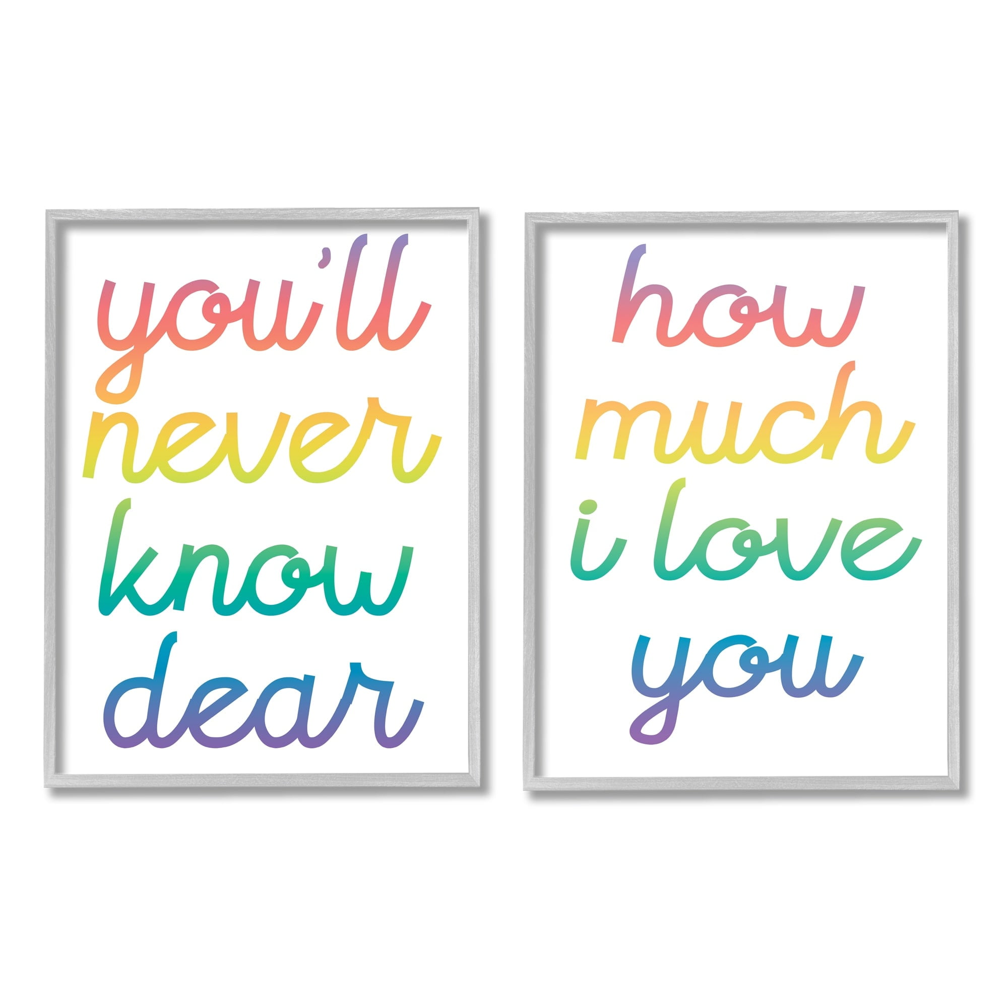 Stupell Industries How Much I Love You Quote Rainbow Typography Grey Framed, 16 x 20, Design by Daphne Polselli