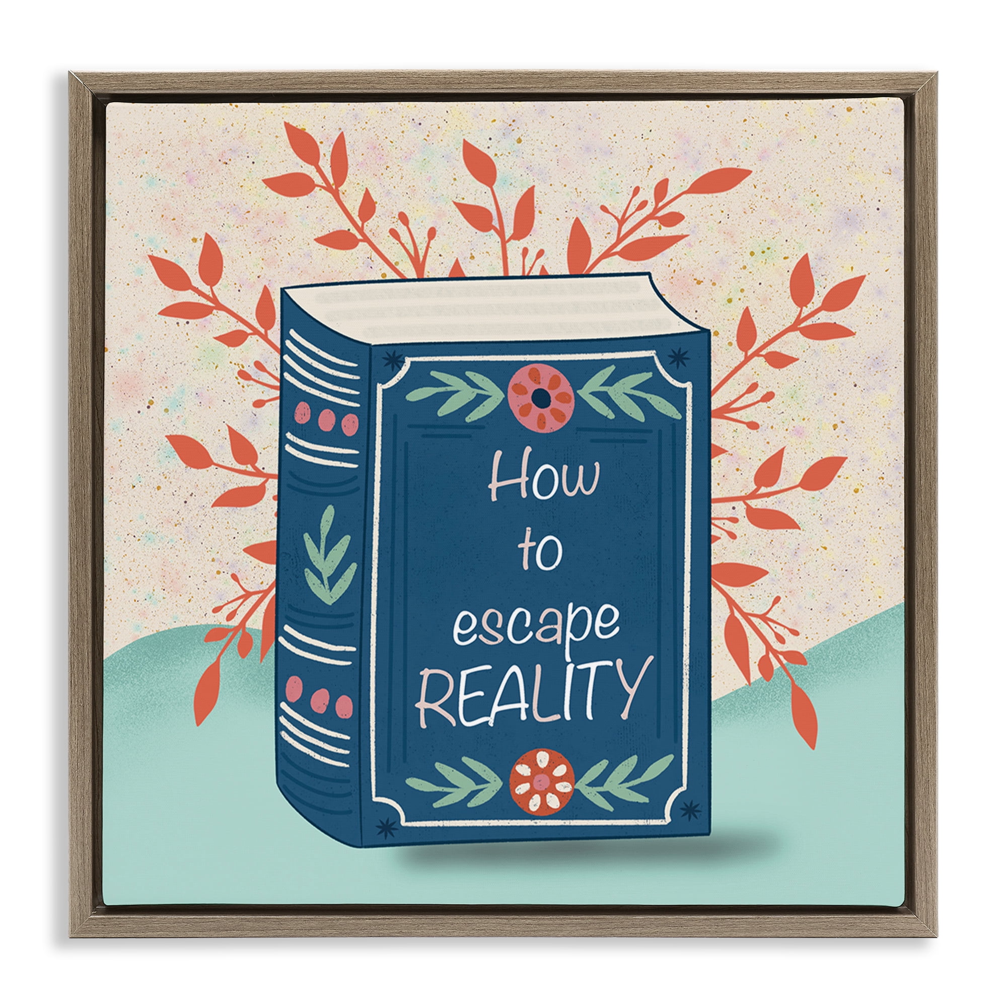 Stupell Industries How To Escape Reality Brown Framed Floater Canvas Wall Art, design by Julia Frost