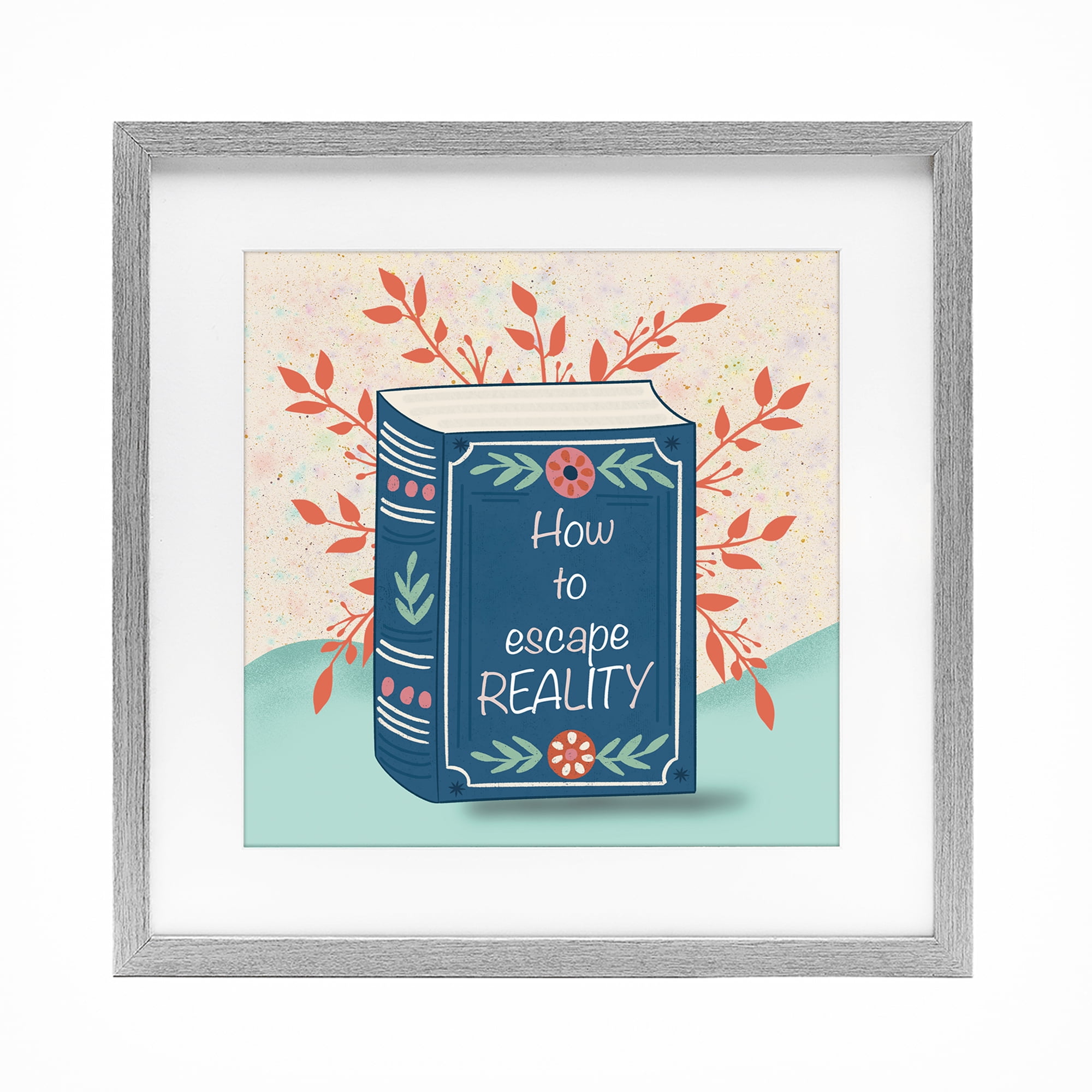 Stupell Industries How To Escape Reality Gray Framed Print Under Glass, design by Julia Frost