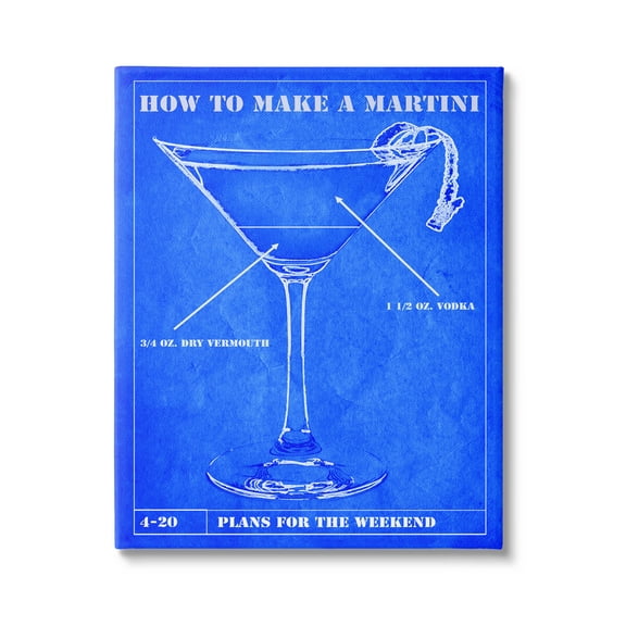 Stupell Industries How To Make Martini Diagram Graphic Art Gallery Wrapped Canvas Print Wall Art, Design by Marcus Jules