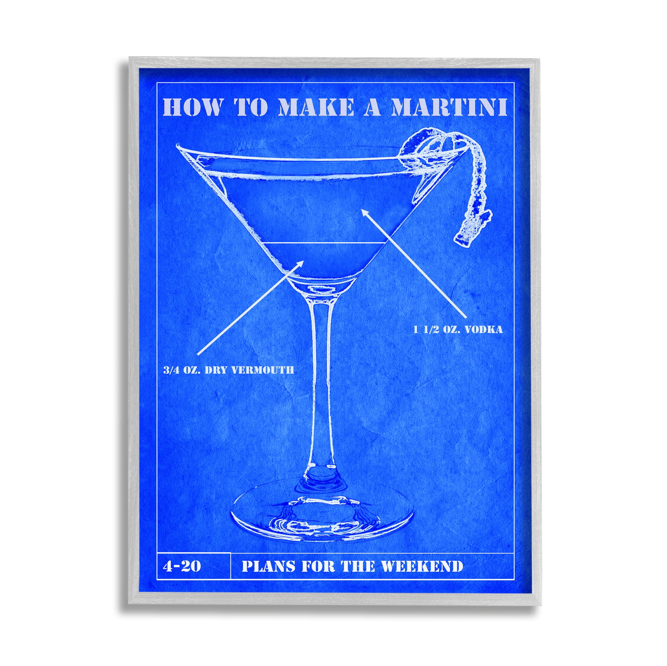 Stupell Industries How To Make Martini Diagram Graphic Art Gray Framed