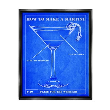 Stupell Industries How To Make Martini Diagram Graphic Art Jet Black Floating Framed Canvas Print Wall Art, Design by Marcus Jules