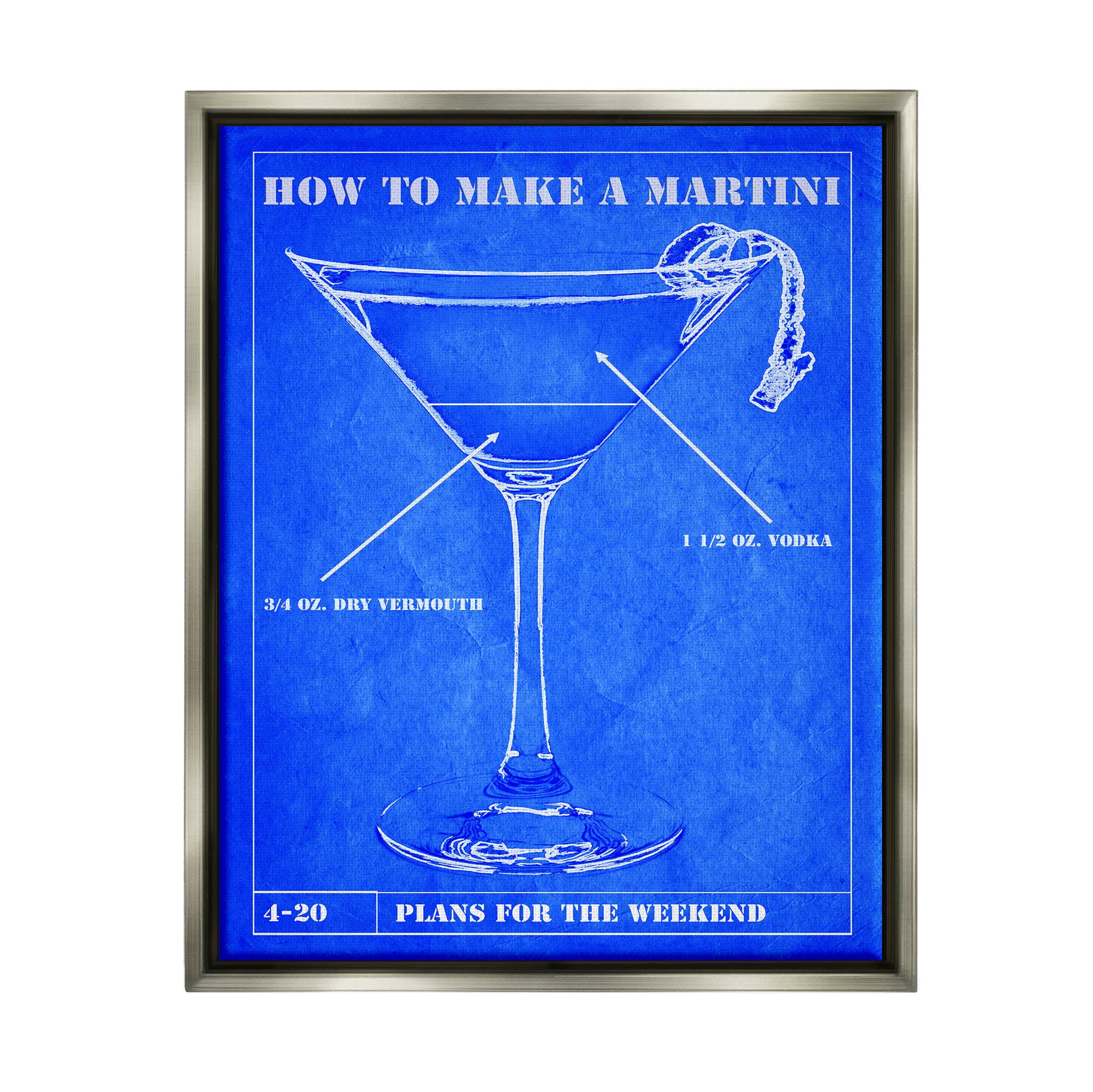 Stupell Industries How To Make Martini Diagram Graphic Art Luster Gray Floating Framed Canvas Print Wall Art, Design by Marcus Jules