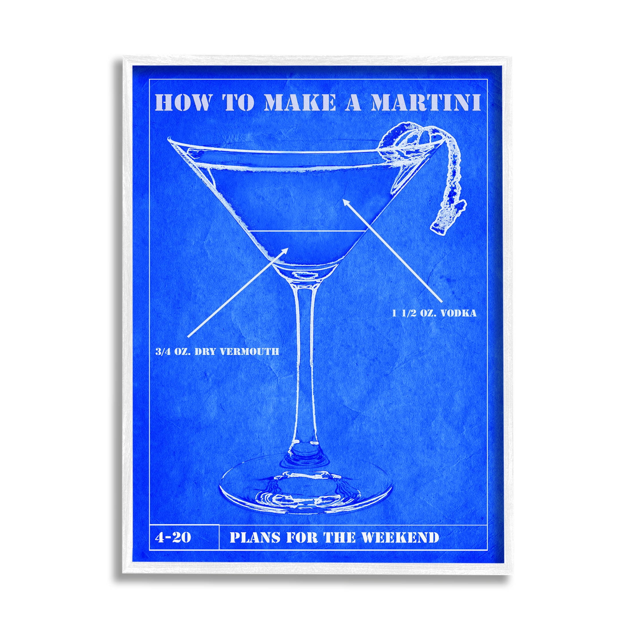 Stupell Industries How To Make Martini Diagram Graphic Art White Framed Art Print Wall Art, Design by Marcus Jules