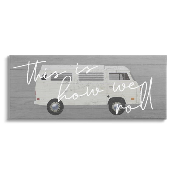 Stupell Industries How We Roll Vintage Van Bus Travel Calligraphy Graphic Art Gallery Wrapped Canvas Print Wall Art, Design by Daphne Polselli