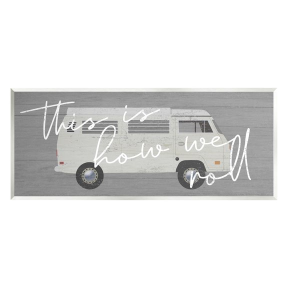 Stupell Industries How We Roll Vintage Van Bus Travel Calligraphy Graphic Art Unframed Art Print Wall Art, Design by Daphne Polselli