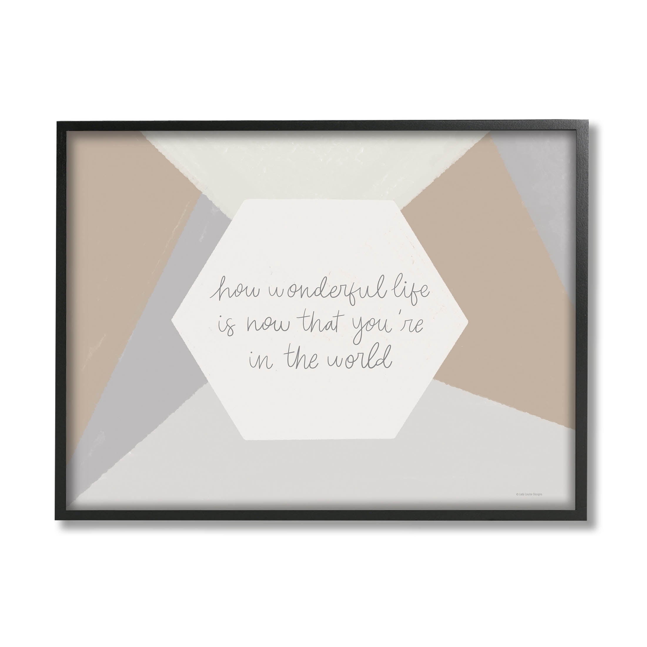 Stupell Industries How Wonderful Life Is Nursery Graphic Art Black Framed Art Print Wall Art, Design by Lady Louise Designs