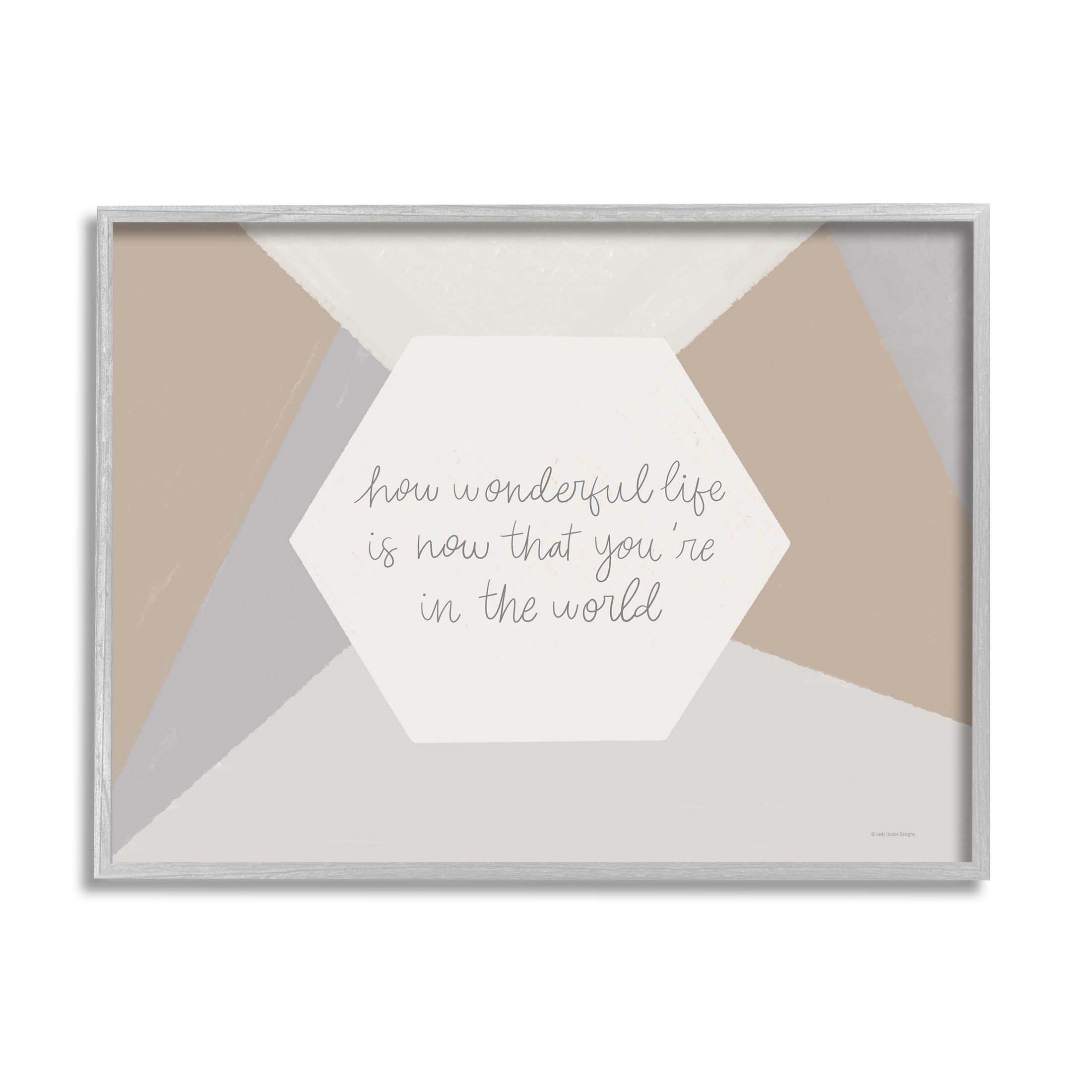 Stupell Industries How Wonderful Life Is Nursery Graphic Art Gray Framed Art Print Wall Art, Design by Lady Louise Designs