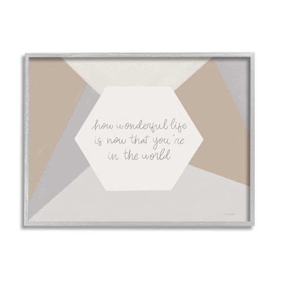Stupell Industries How Wonderful Life Is Nursery Graphic Art Gray Framed Art Print Wall Art, Design by Lady Louise Designs