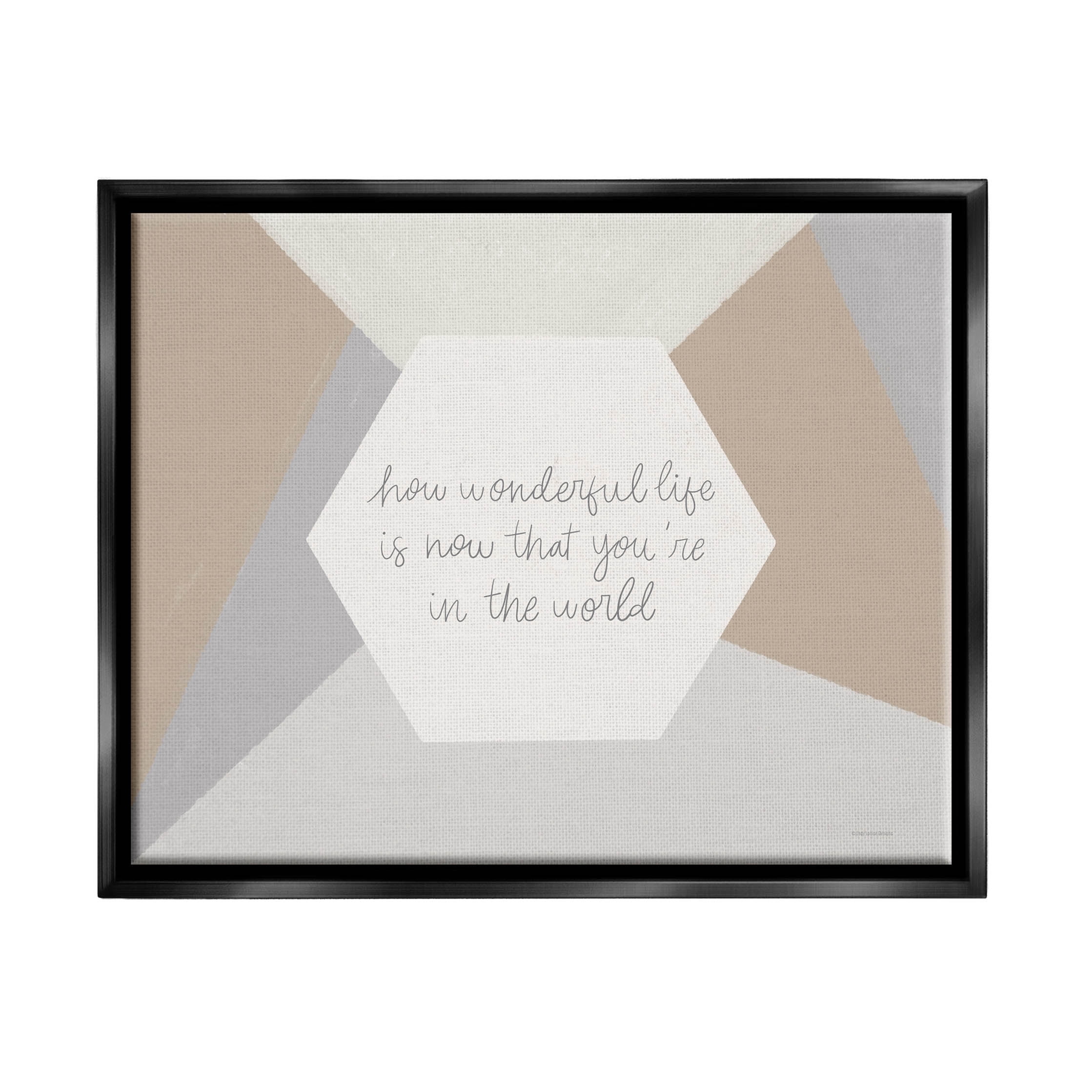 Stupell Industries How Wonderful Life Is Nursery Graphic Art Jet Black Floating Framed Canvas Print Wall Art, Design by Lady Louise Designs