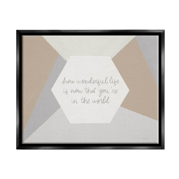 Stupell Industries How Wonderful Life Is Nursery Graphic Art Jet Black Floating Framed Canvas Print Wall Art, Design by Lady Louise Designs