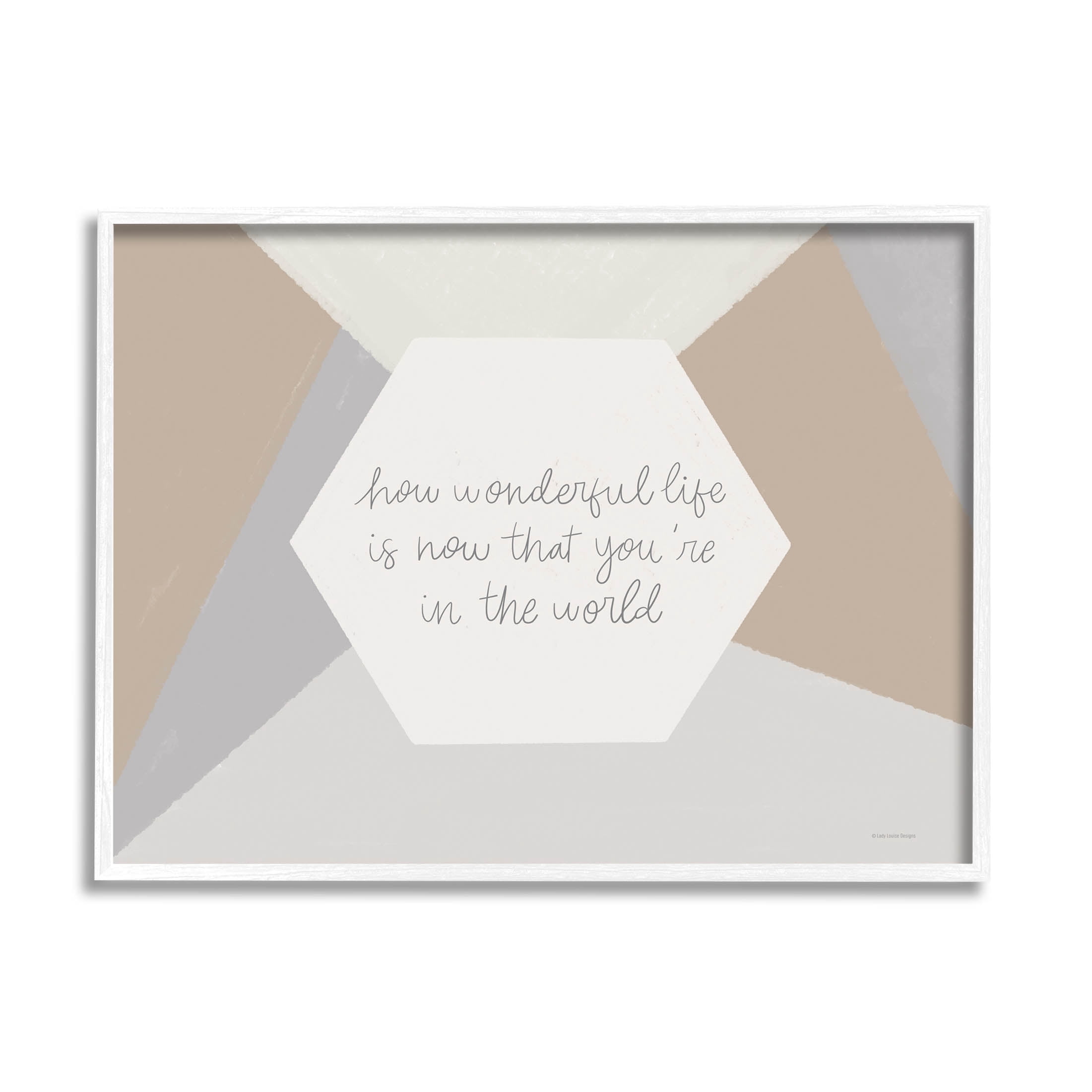 Stupell Industries How Wonderful Life Is Nursery Graphic Art White Framed Art Print Wall Art, Design by Lady Louise Designs