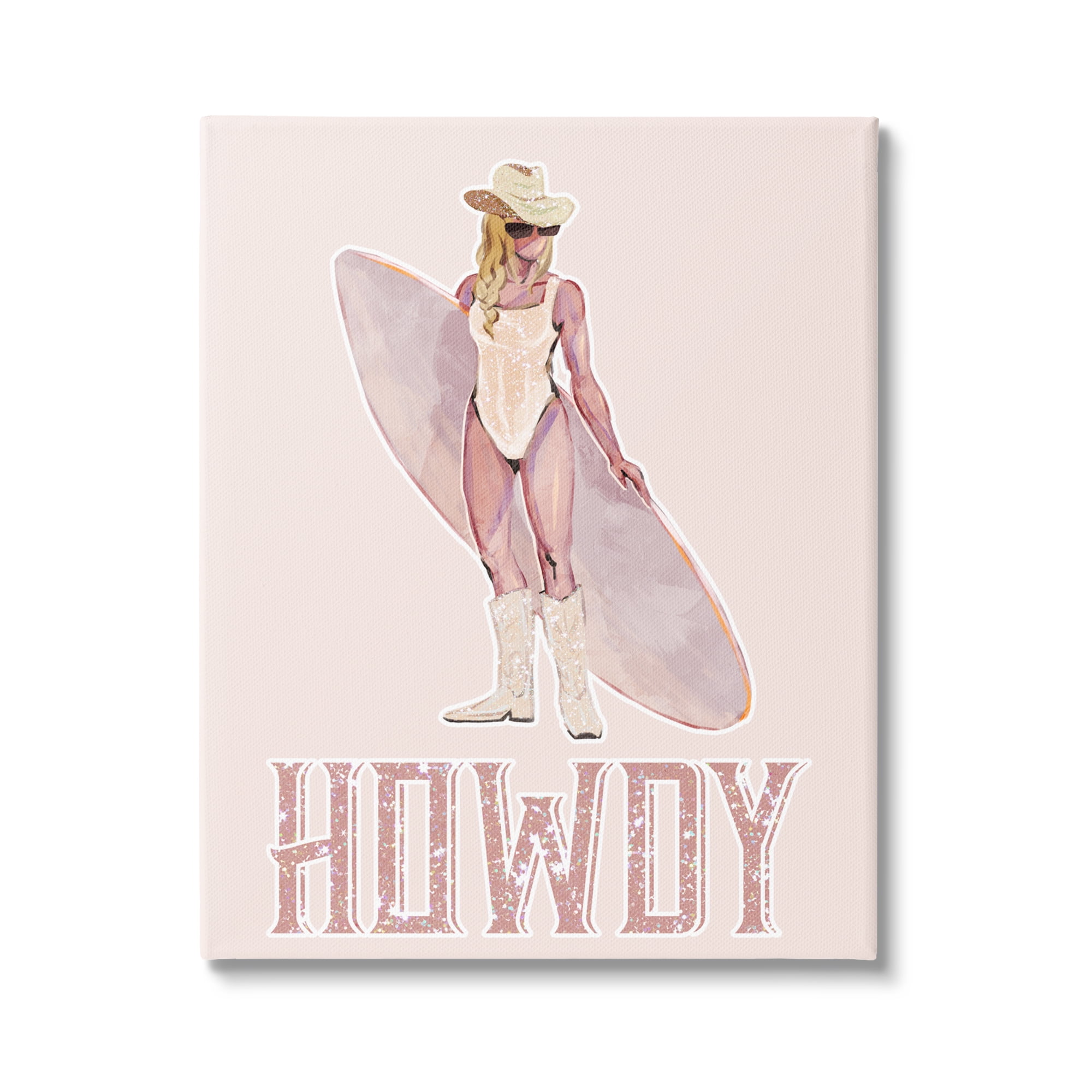 Stupell Industries Howdy Coastal Cowgirl Sports Painting Gallery Wrapped Canvas Art Print Wall Art, 36 x 48