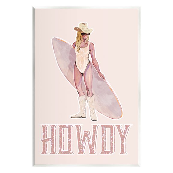 Stupell Industries Howdy Coastal Cowgirl Sports Painting Unframed Art Print Wall Art, 10 x 15