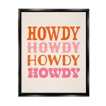 Stupell Industries Howdy Country Typography Typography Painting Black Floater Framed Canvas Art Print Wall Art, 17 x 21