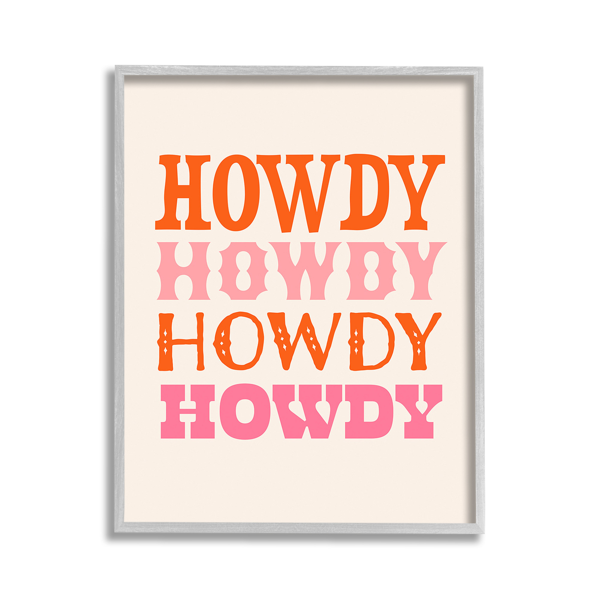Stupell Industries Howdy Country Typography Typography Painting Gray Framed Art Print Wall Art, 11 x 14