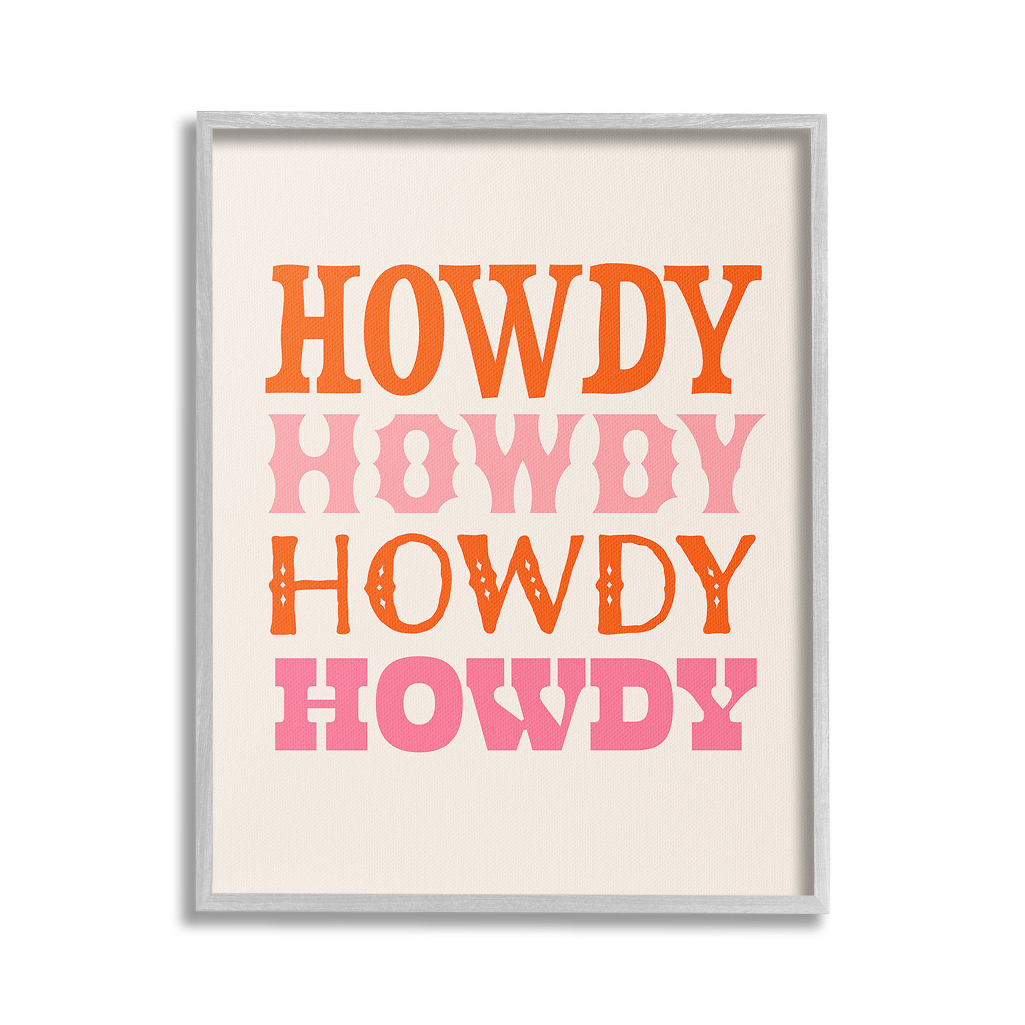 Stupell Industries Howdy Country Typography Typography Painting Gray Framed Art Print Wall Art, 16 x 20